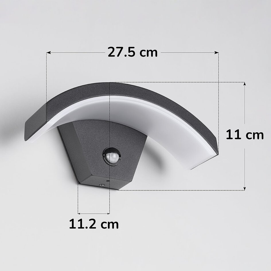 Designad utomhusvägglampa Vic med sensor - svart med integrerad LED