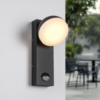 Industriell utomhusvägglampa Sil med sensor - svart med integrerad LED