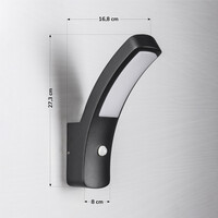Modern utomhusvägglampa Noah med sensor - svart med integrerad LED