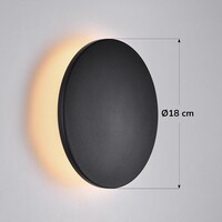 Rund utomhusvägglampa Lune - svart med integrerad LED
