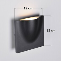 Kvadratisk utomhusvägglampa Zack - svart med integrerad LED