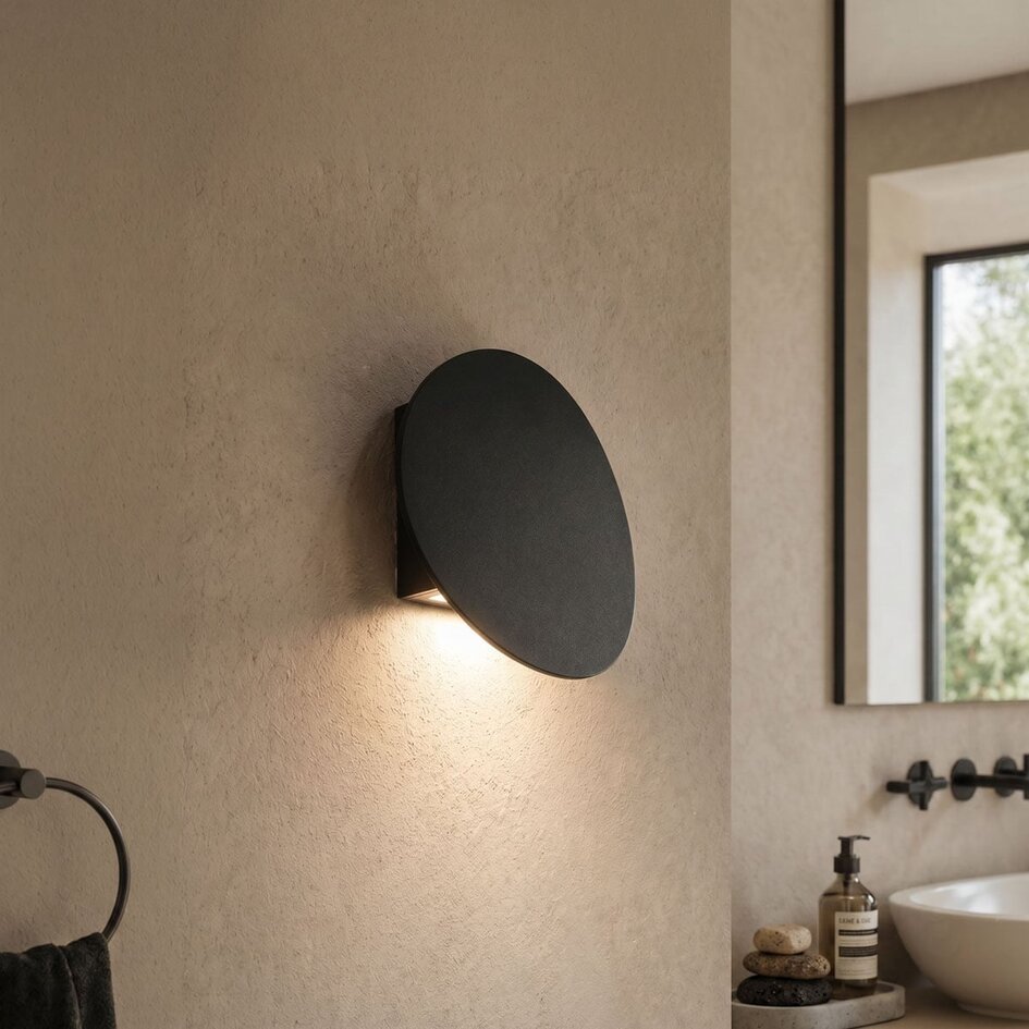 Designad utomhusvägglampa Ollie - svart med integrerad LED