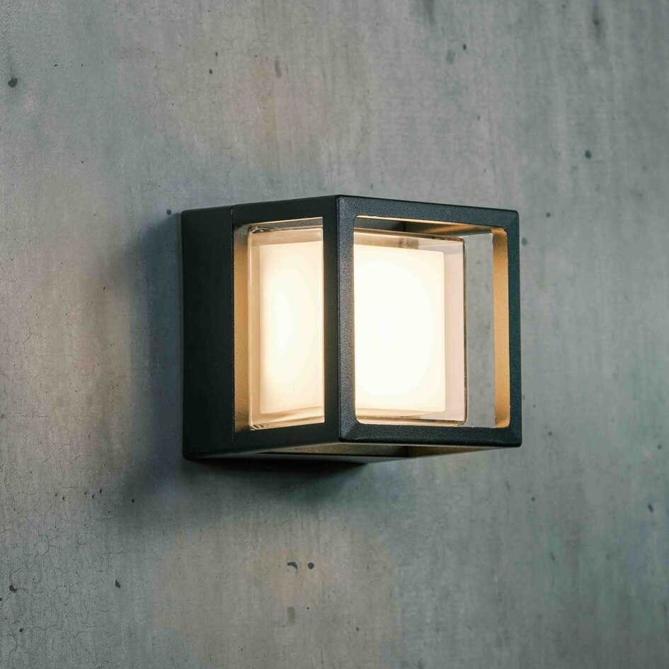 Kvadratisk utomhusvägglampa Miles - svart