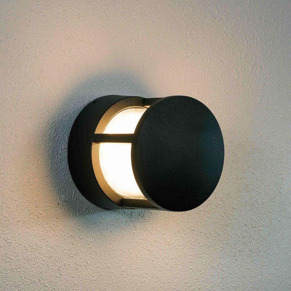 Rund utomhusvägglampa Charlie - svart
