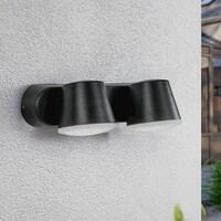 Justerbar utomhusvägglampa Marley med två lampor - svart