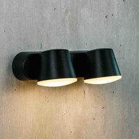 Justerbar utomhusvägglampa Marley med två lampor - svart