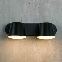 Justerbar utomhusvägglampa Marley med två lampor - svart