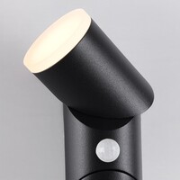 Justerbar rund utomhusvägglampa Tess med sensor - svart