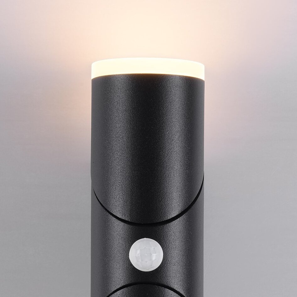 Justerbar rund utomhusvägglampa Tess med sensor - svart