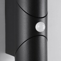 Justerbar rund utomhusvägglampa Tess med sensor - svart