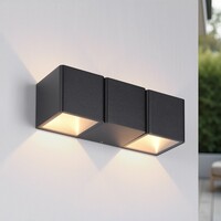 Designad utomhusvägglampa Preston med två lampor - svart med integrerad LED