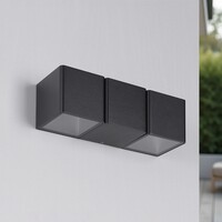 Designad utomhusvägglampa Preston med två lampor - svart med integrerad LED