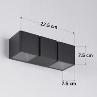 Designad utomhusvägglampa Preston med två lampor - svart med integrerad LED
