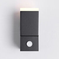 Justerbar utomhusvägglampa Mila med sensor - svart med integrerad LED