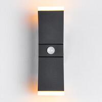Justerbar utomhusvägglampa Michael med sensor och två lampor - svart med integrerad LED