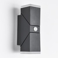 Justerbar utomhusvägglampa Michael med sensor och två lampor - svart med integrerad LED