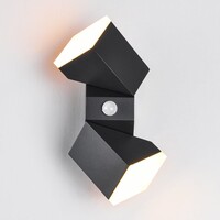 Justerbar utomhusvägglampa Michael med sensor och två lampor - svart med integrerad LED