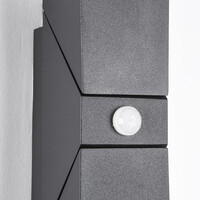 Justerbar utomhusvägglampa Michael med sensor och två lampor - svart med integrerad LED