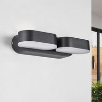 Justerbar utomhusvägglampa Stan med två lampor - svart med integrerad LED