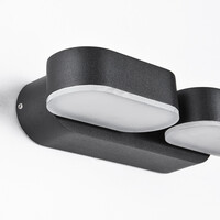 Justerbar utomhusvägglampa Stan med två lampor - svart med integrerad LED