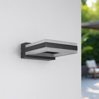 Modern kvadratisk utomhusvägglampa Nori - svart med integrerad LED