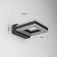 Modern kvadratisk utomhusvägglampa Nori - svart med integrerad LED