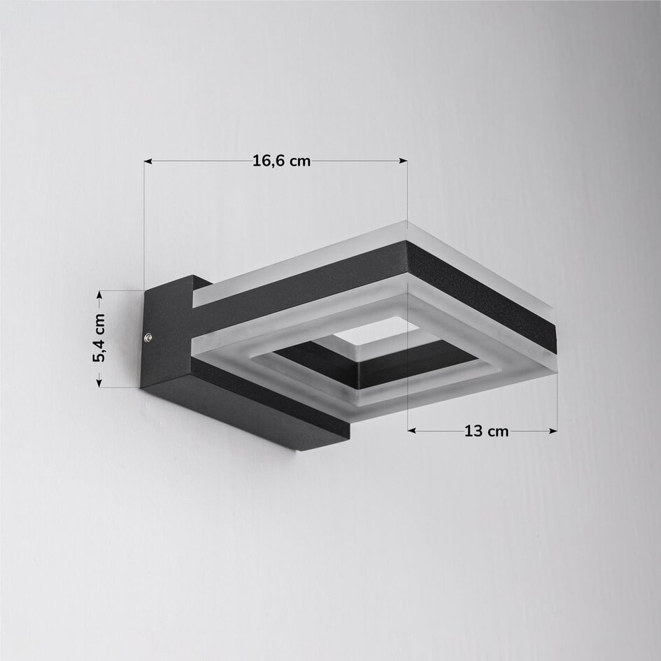 Modern kvadratisk utomhusvägglampa Nori - svart med integrerad LED