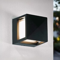 Kvadratisk utomhusvägglampa Otis - svart med integrerad LED