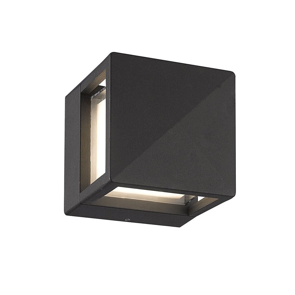 Kvadratisk utomhusvägglampa Otis - svart med integrerad LED