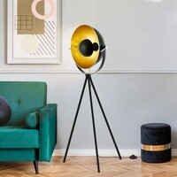 Trebent golvlampa Charlotte i svart med guld
