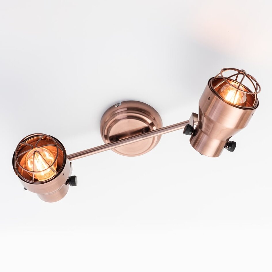 Industriell taklampa Boston i koppar