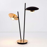 Bordslampa Lydia med två lampor och integrerad LED i svart med guld