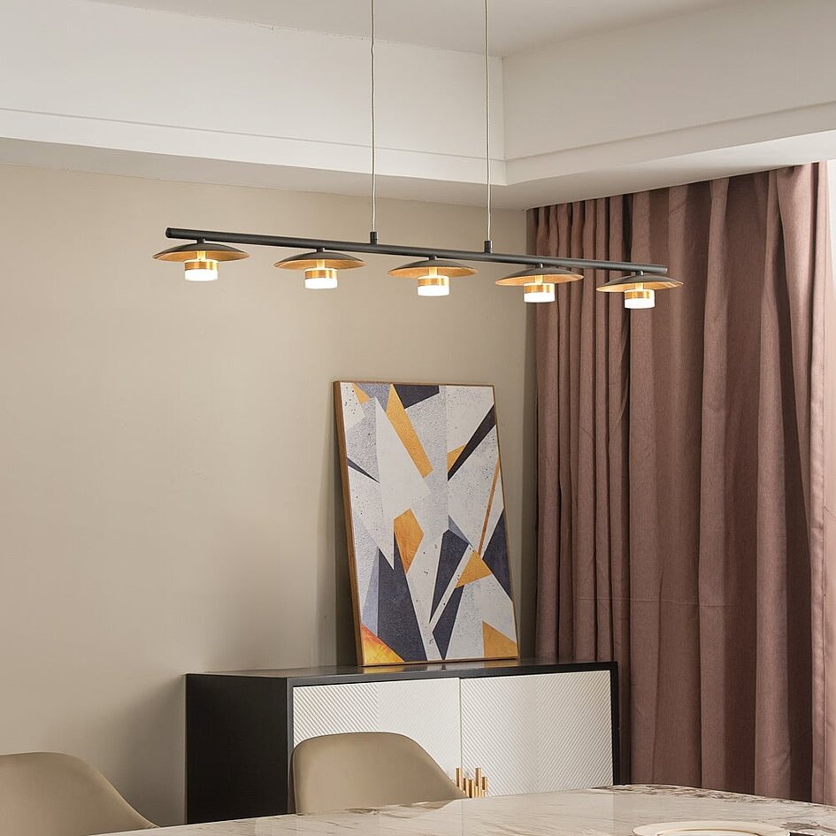 Modern pendellampa Martha med fem lampor med integrerade lysdioder, dimbar