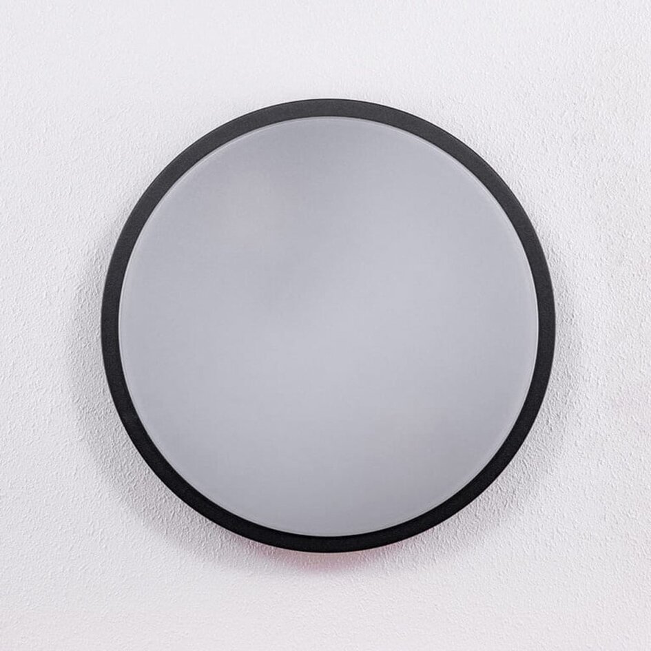 Rund designad utomhusvägglampa Lea - svart Ø20 cm