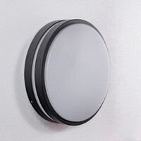 Rund designad utomhusvägglampa Lea - svart Ø20 cm