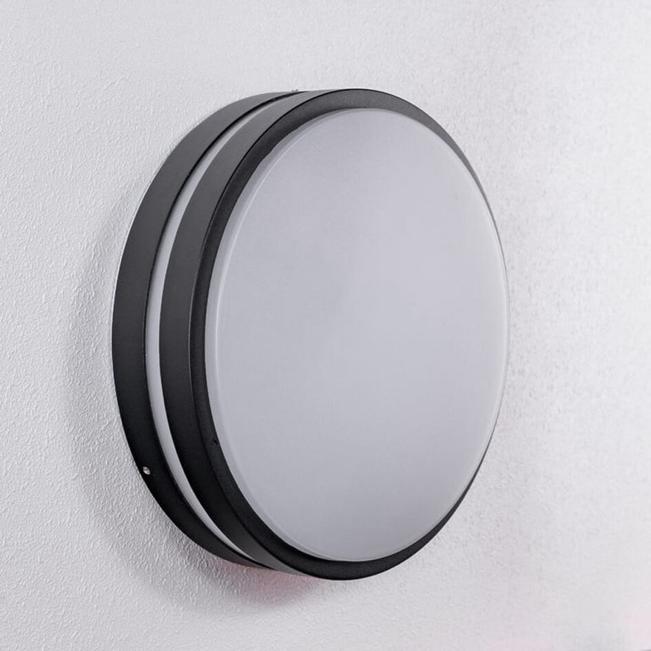 Rund designad utomhusvägglampa Lea - svart Ø20 cm
