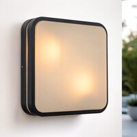 Kvadratisk designad utomhusvägglampa Seb - svart 28,5 cm