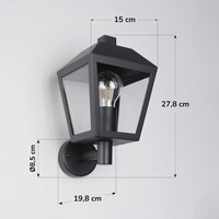 Lantlig utomhusvägglampa Dax - svart