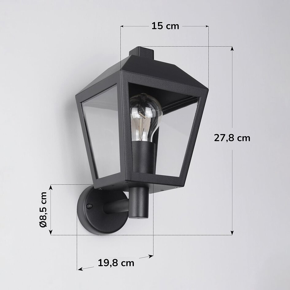 Lantlig utomhusvägglampa Dax - svart