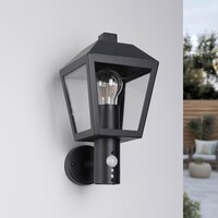 Lantlig utomhusvägglampa Dax med sensor - svart