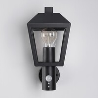 Lantlig utomhusvägglampa Dax med sensor - svart