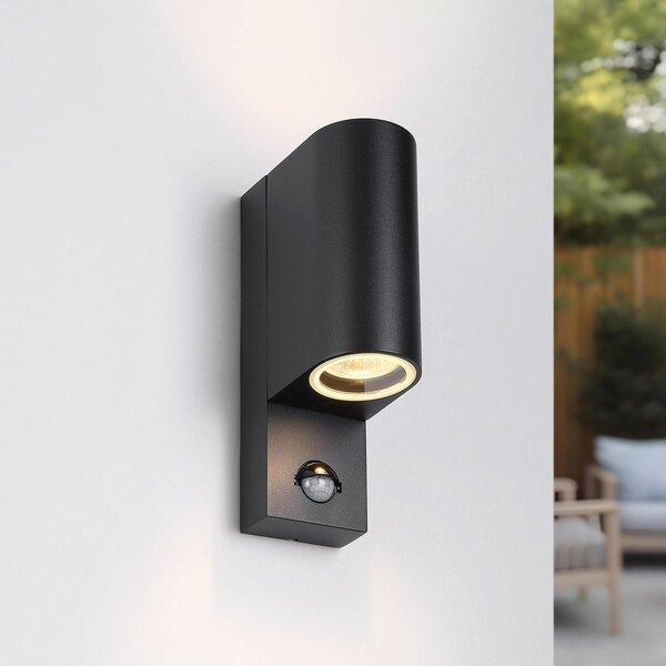 Utomhusvägglampa Curtis med sensor och två lampor - svart