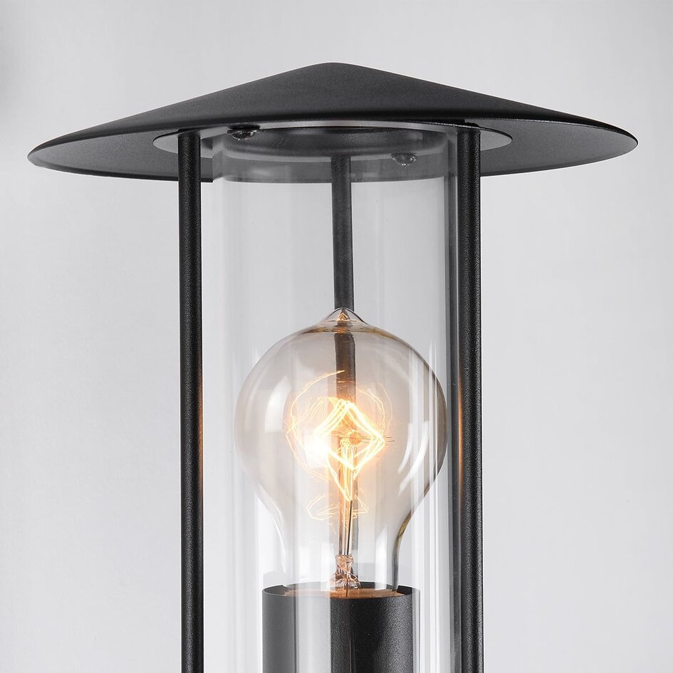 Lantlig utomhusvägglampa Lore med sensor - svart
