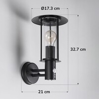 Lantlig utomhusvägglampa Lore med sensor - svart