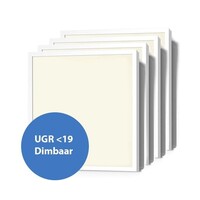 Set med 4 dimbara LED-paneler, 60x60cm, UGR<19, 30W, 3000K - 114lm/W