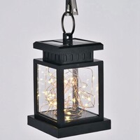 Lantlig solcellsdriven bordslampa Freya - svart med integrerad LED
