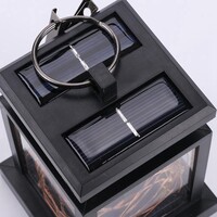 Lantlig solcellsdriven bordslampa Freya - svart med integrerad LED