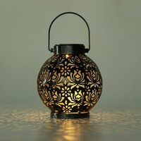 Stämningsfull svart solcellsdriven bordslampa Darius - Utrustad med integrerad LED