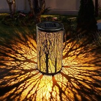 Stämningsfull svart solcellsdriven bordslampa Adara - Utrustad med integrerad LED