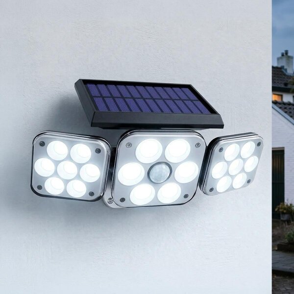 Justerbar solar utomhusvägglampa med sensor - Wolf